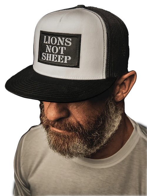 Lions Not Sheep OG Mesh Trucker Hat (White/Black)