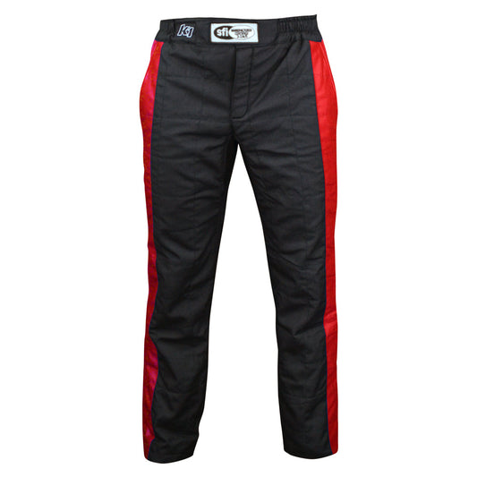 K1 Sportsman Adult Nomex® Fire Pants - SFI 3.2A/5 - Black, Red - Small 48